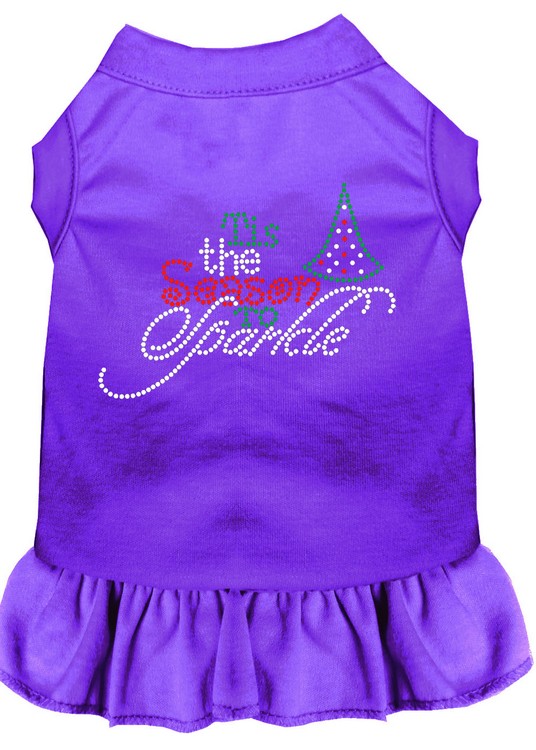 Tis the Season to Sparkle Rhinestone Dog Dress Purple XXL